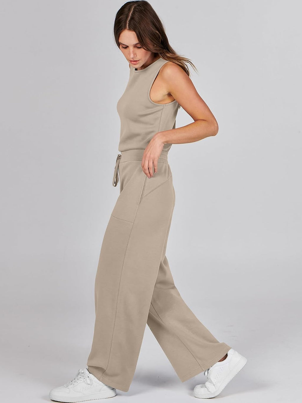 Womens Jumpsuits 2025 Casual Summer Dressy Romper Sleeveless Wide Leg Long Pants Outfits Fashion Travel Clothes