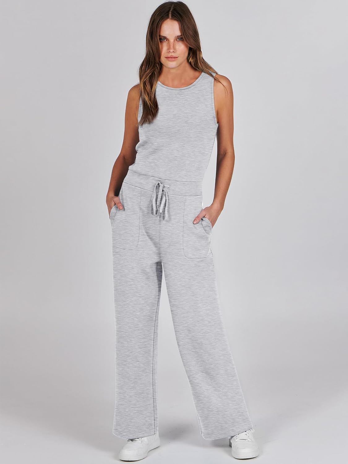 Womens Jumpsuits 2025 Casual Summer Dressy Romper Sleeveless Wide Leg Long Pants Outfits Fashion Travel Clothes