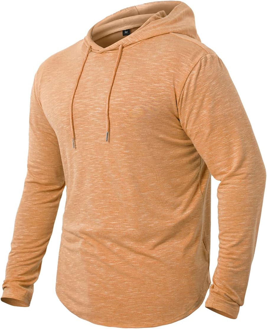 MANSDOUR Men's Athletic Hooded Shirts Long Sleeve Workout Sport Hoodie Casual Running T Shirt Quick Dry Pullover Top