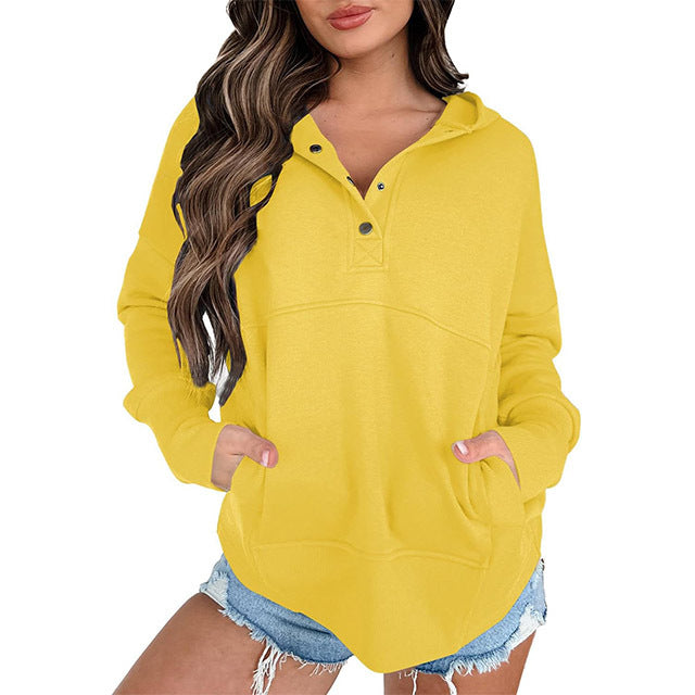 Women's Casual Long Sleeve Lapel Zipper Sweatshirt Drawstring Loose Pullover Tops