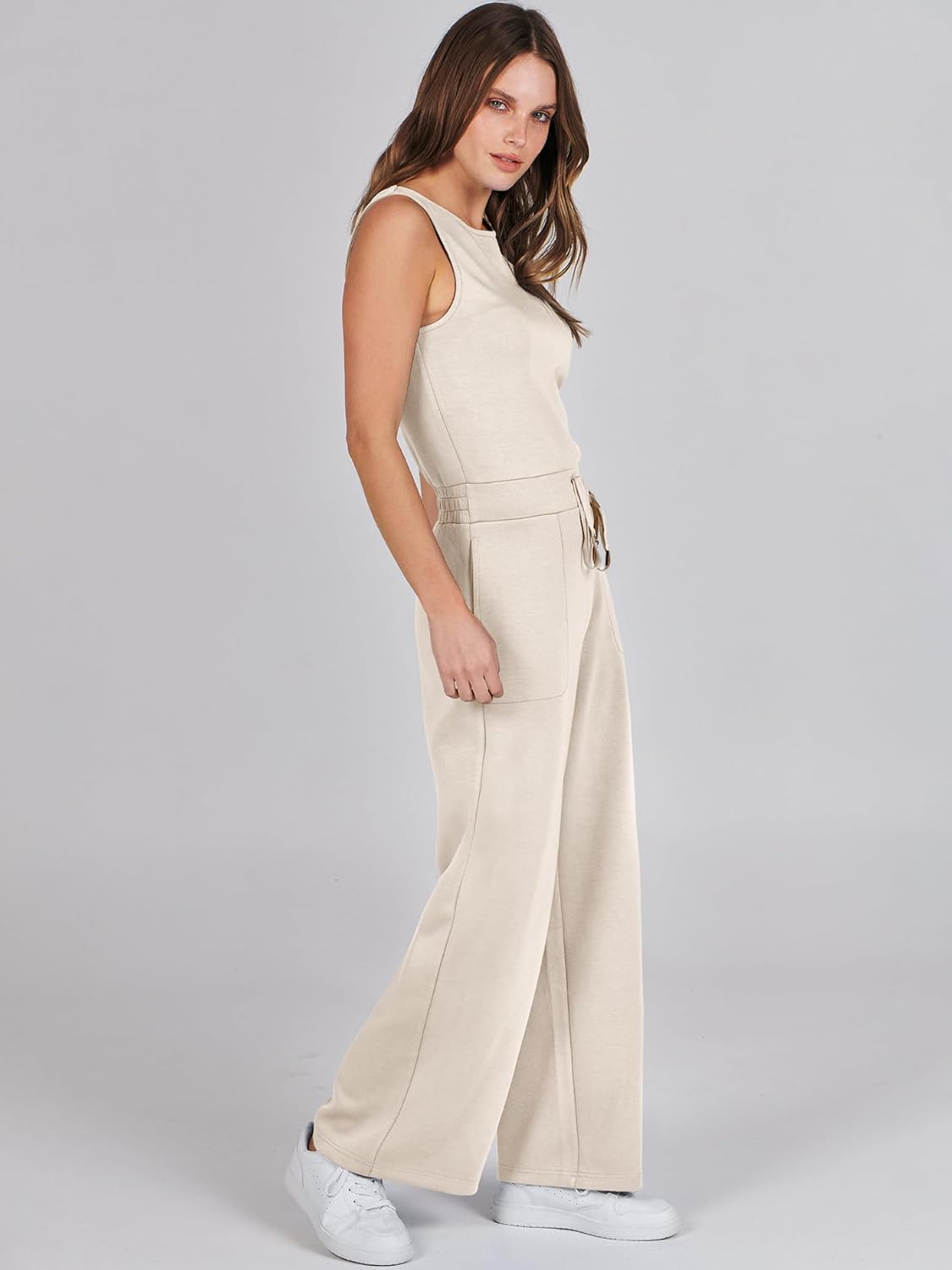 Womens Jumpsuits 2025 Casual Summer Dressy Romper Sleeveless Wide Leg Long Pants Outfits Fashion Travel Clothes
