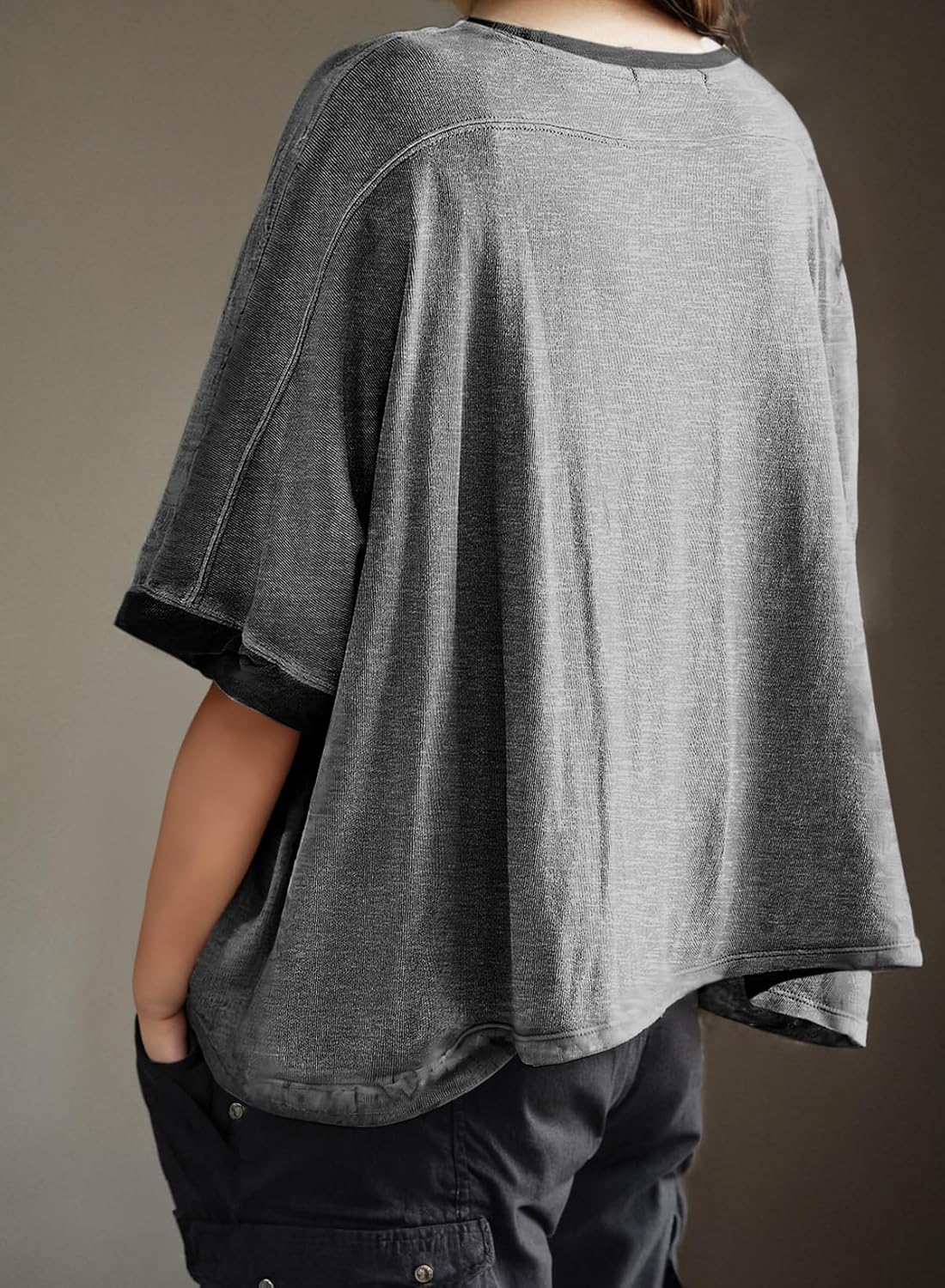 Dokotoo Summer Shirts 2025 Womens Solid T Shirts for Women Loose Oversized Tops Basic Tee