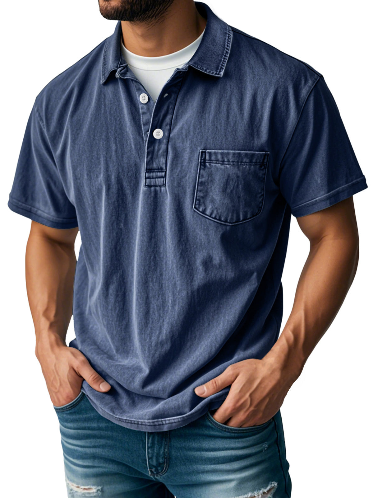 FINAL SALE⚡10 Packs for $32.94⚡ - Men's Retro Lapel Button Pocket Casual Short Sleeve POLO Shirt