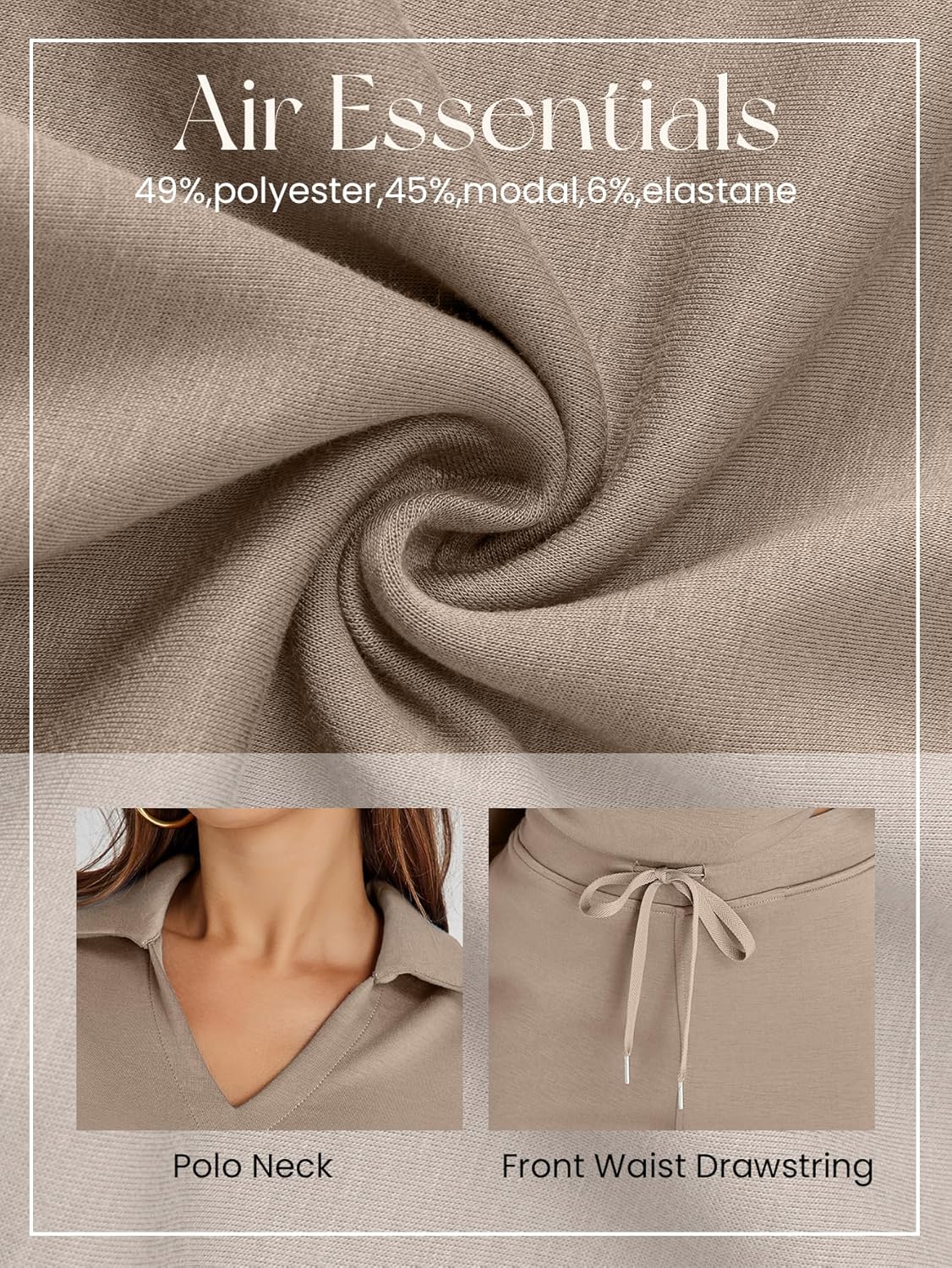 Women's 2 Piece Sets Outfits Casual Long Sleeve Sweatsuits Polo Top and Wide Leg Pants Matching Sets