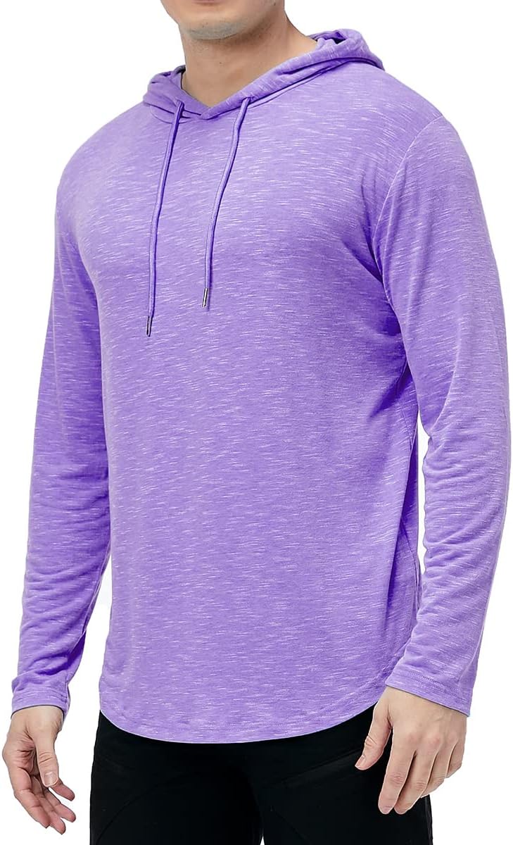 MANSDOUR Men's Athletic Hooded Shirts Long Sleeve Workout Sport Hoodie Casual Running T Shirt Quick Dry Pullover Top