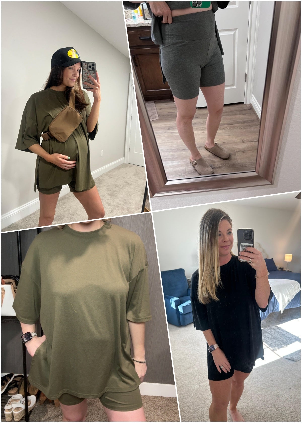 Women's Two Piece Lounge Set Casual Oversized Crewneck Tops and High Waisted Shorts Set
