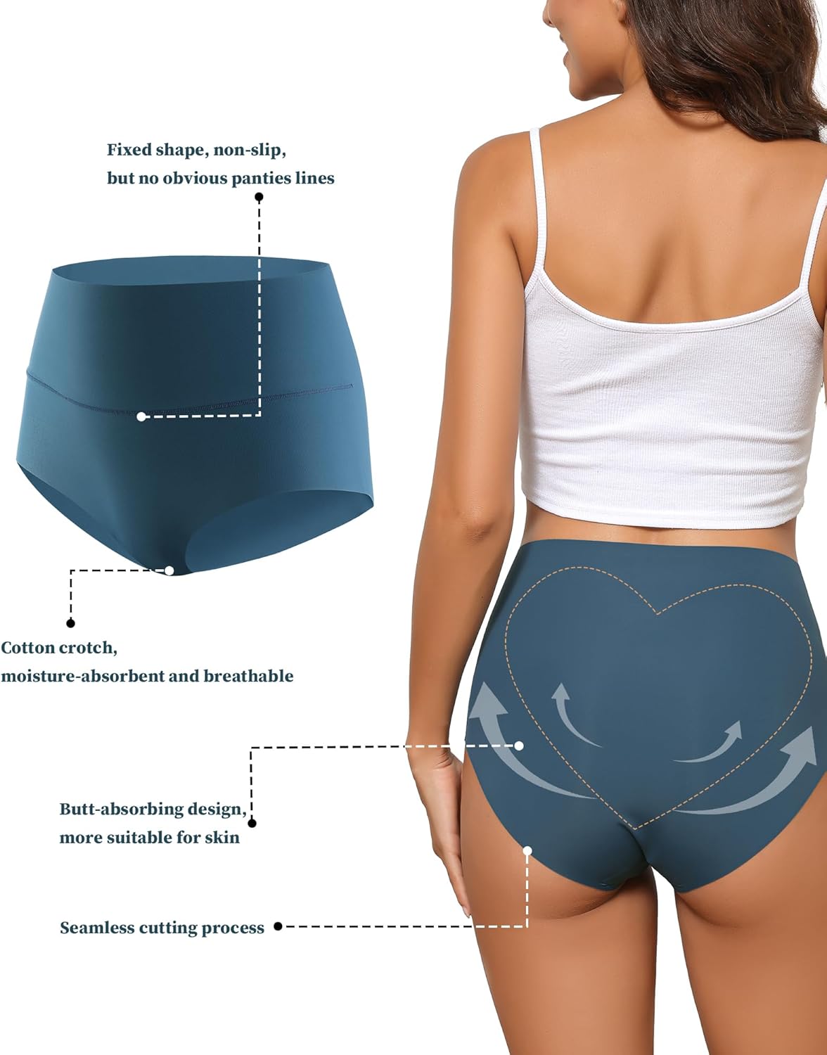 Women's High Waist Seamless Underwear Full Coverage Brief No Show Panties Sexy Comfortable Pantie Multi Pack L-8XL