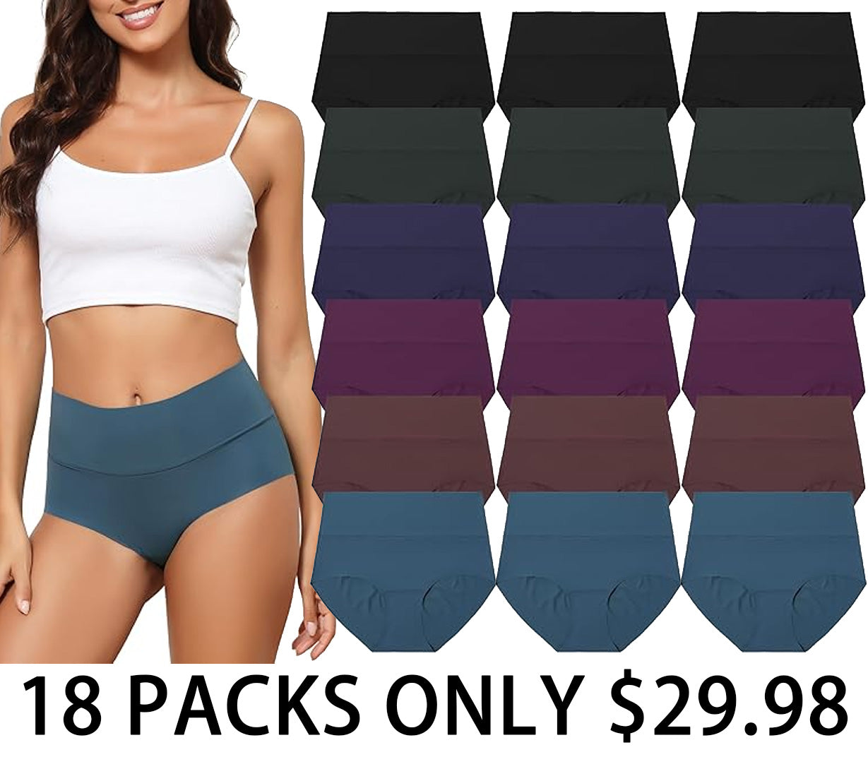 Women's High Waist Seamless Underwear Full Coverage Brief No Show Panties Sexy Comfortable Pantie Multi Pack L-8XL