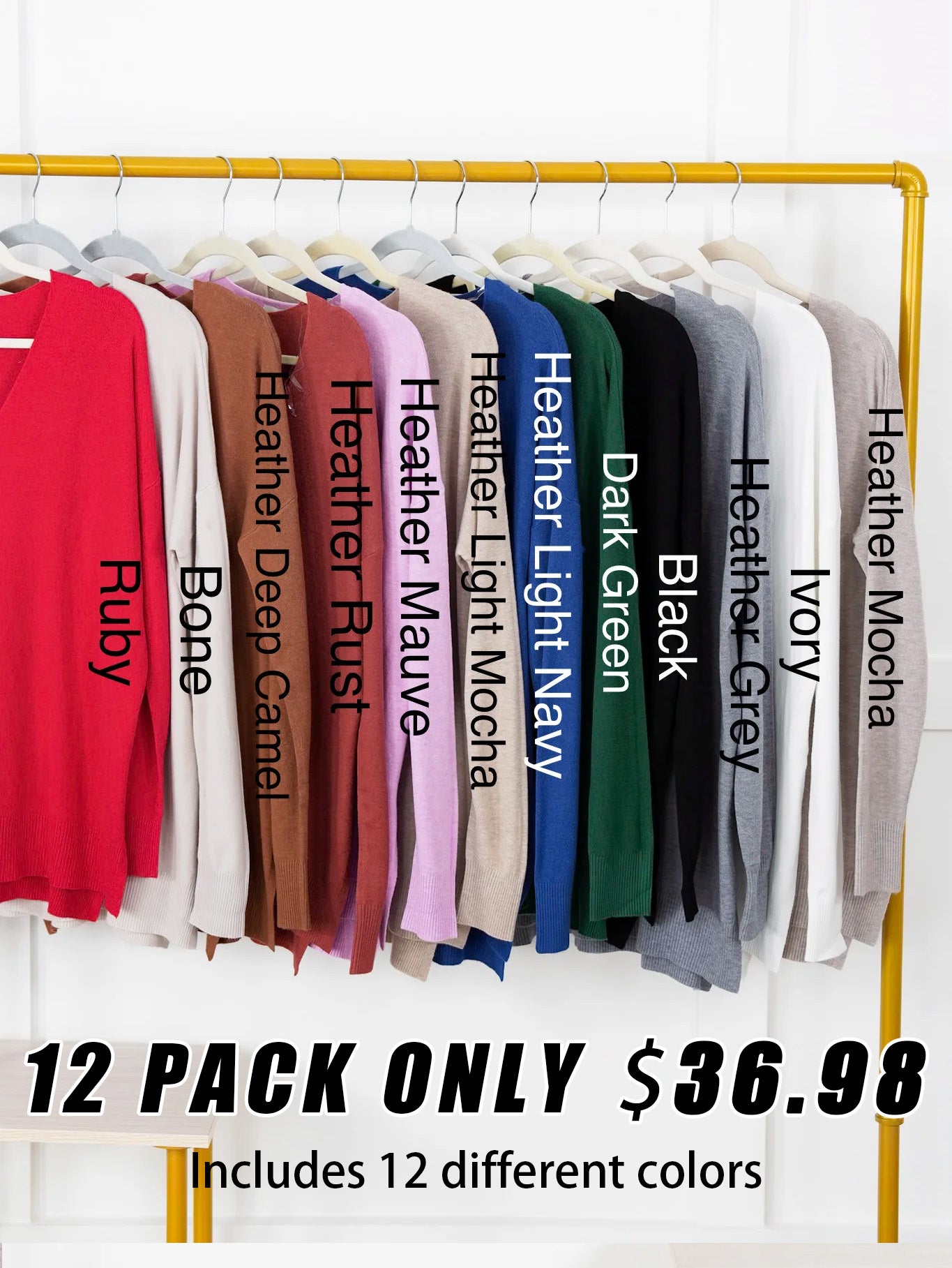 Hi-Low Hem V-Neck Center Seam Sweater (Multiple Colors)