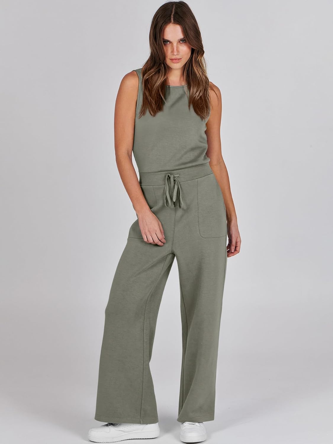 Womens Jumpsuits 2025 Casual Summer Dressy Romper Sleeveless Wide Leg Long Pants Outfits Fashion Travel Clothes
