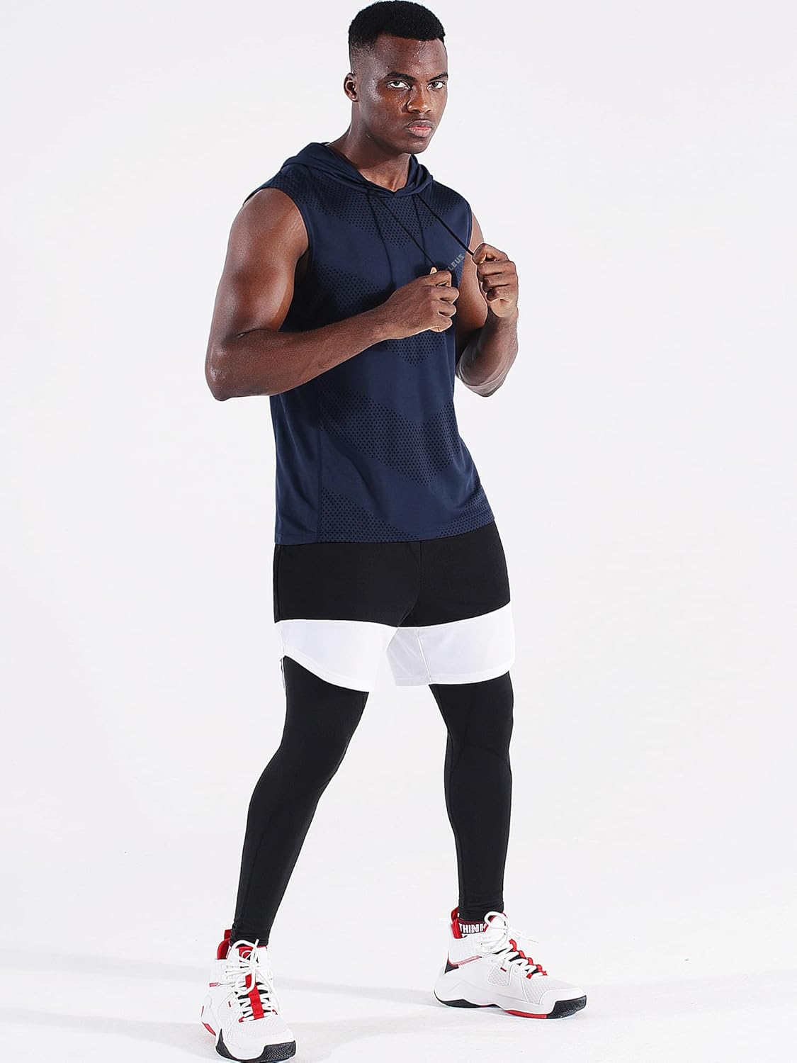 Men's Workout Tank Tops 3 Pack Sleeveless Running Shirts with Hoodie