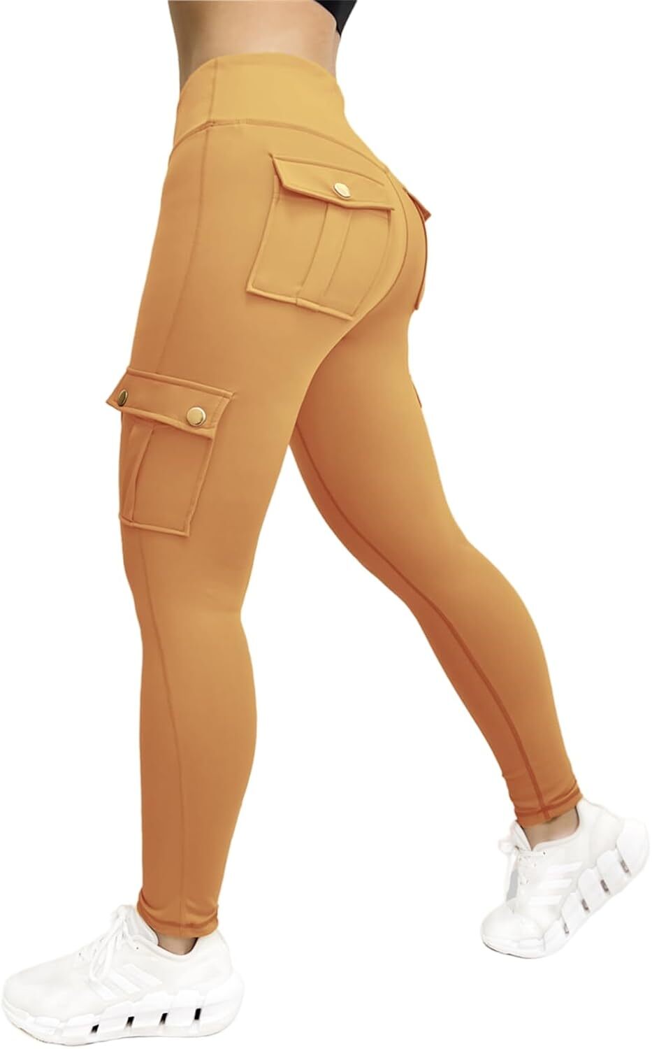 Cargo Leggings with Pockets for Women, Gym Workout Scrunch Butt Lifting Tummy Control High Waisted Womens Yoga Pants
