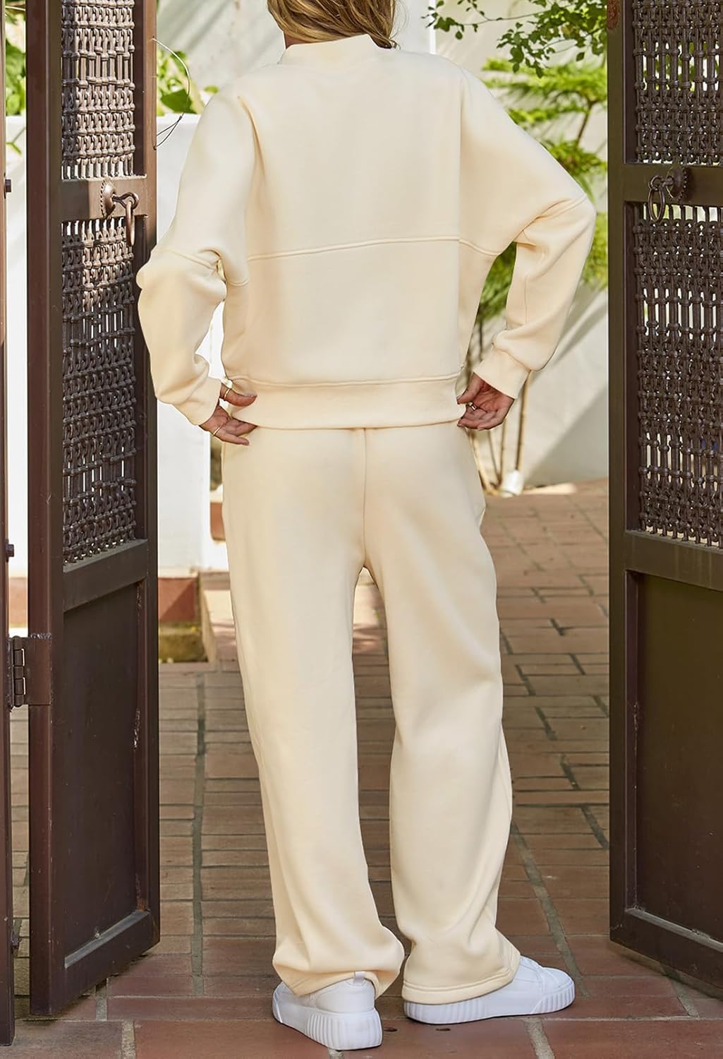 Christmas Deals Women's Fall 2 Piece Sweatsuits Set Long Sleeve Zip Up Sweatshirt Wide Leg Sweatpants Lounge Sets