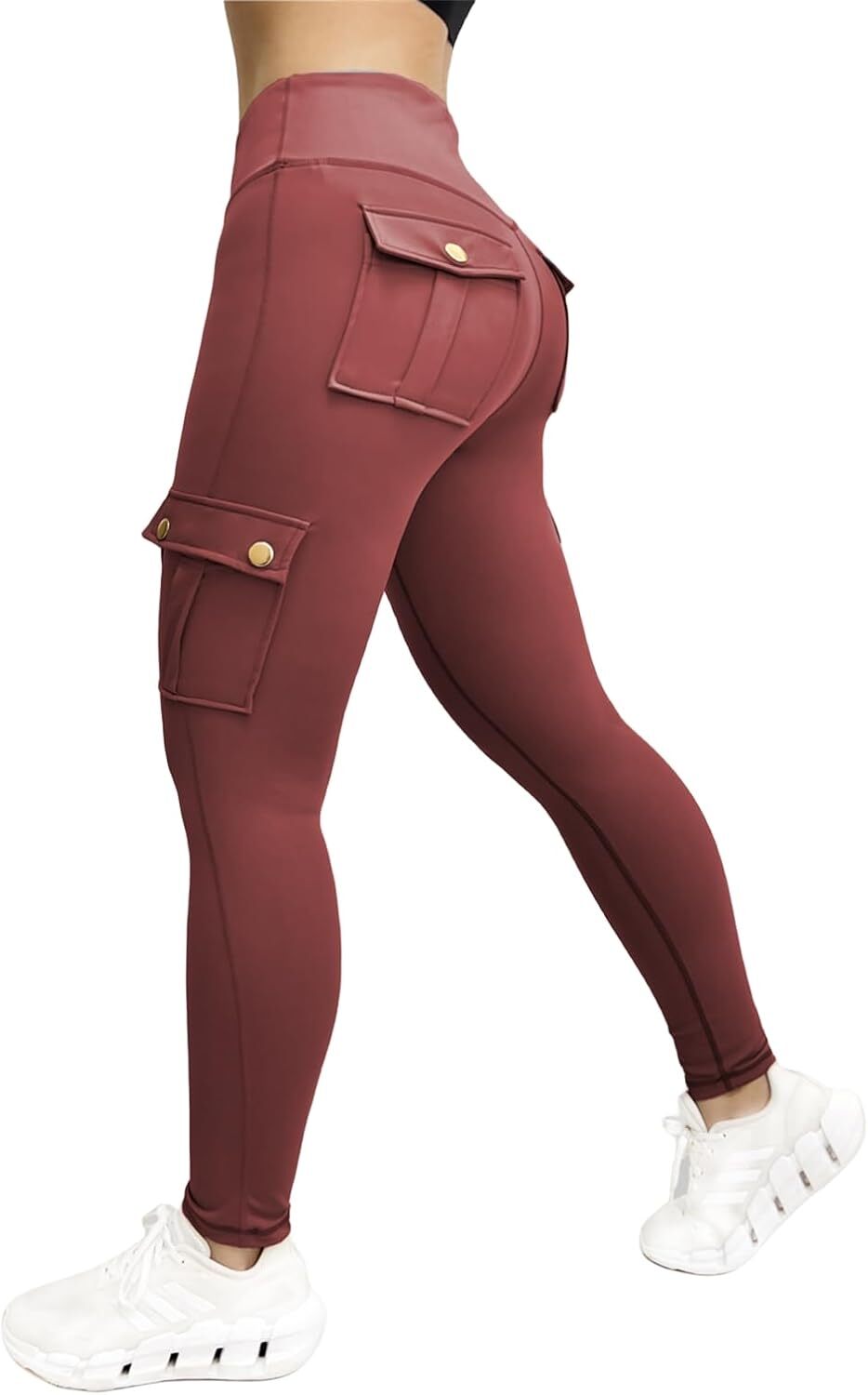 Cargo Leggings with Pockets for Women, Gym Workout Scrunch Butt Lifting Tummy Control High Waisted Womens Yoga Pants