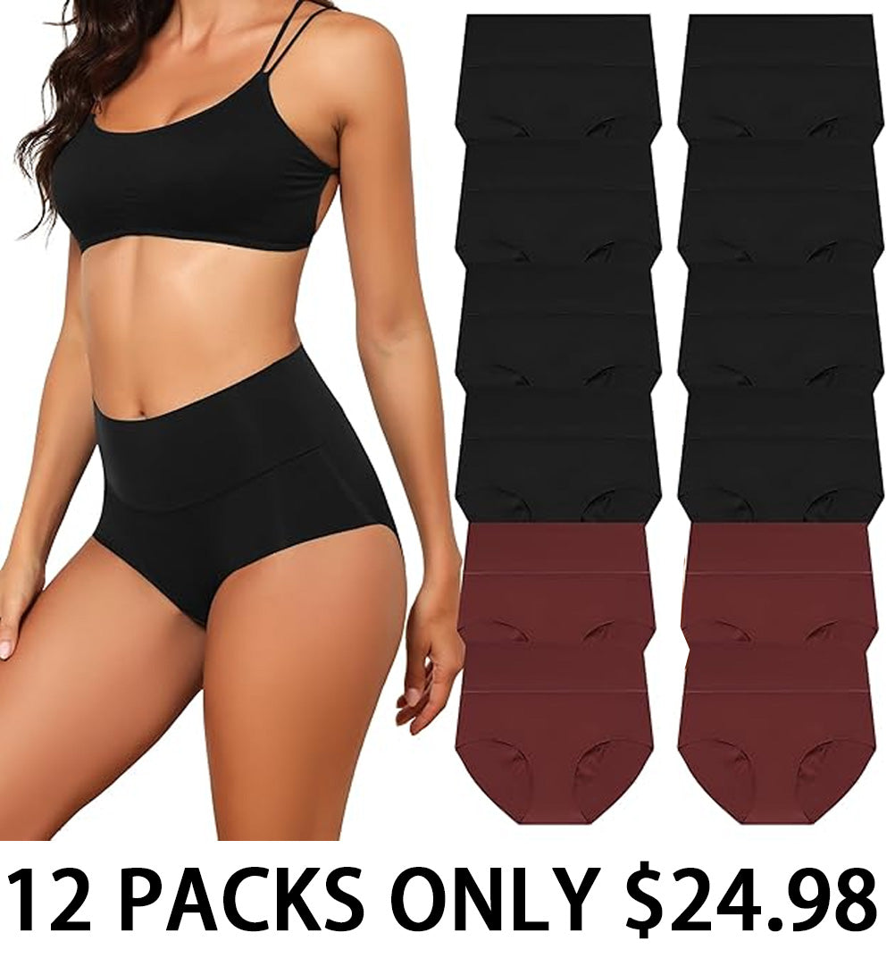Women's High Waist Seamless Underwear Full Coverage Brief No Show Panties Sexy Comfortable Pantie Multi Pack L-8XL