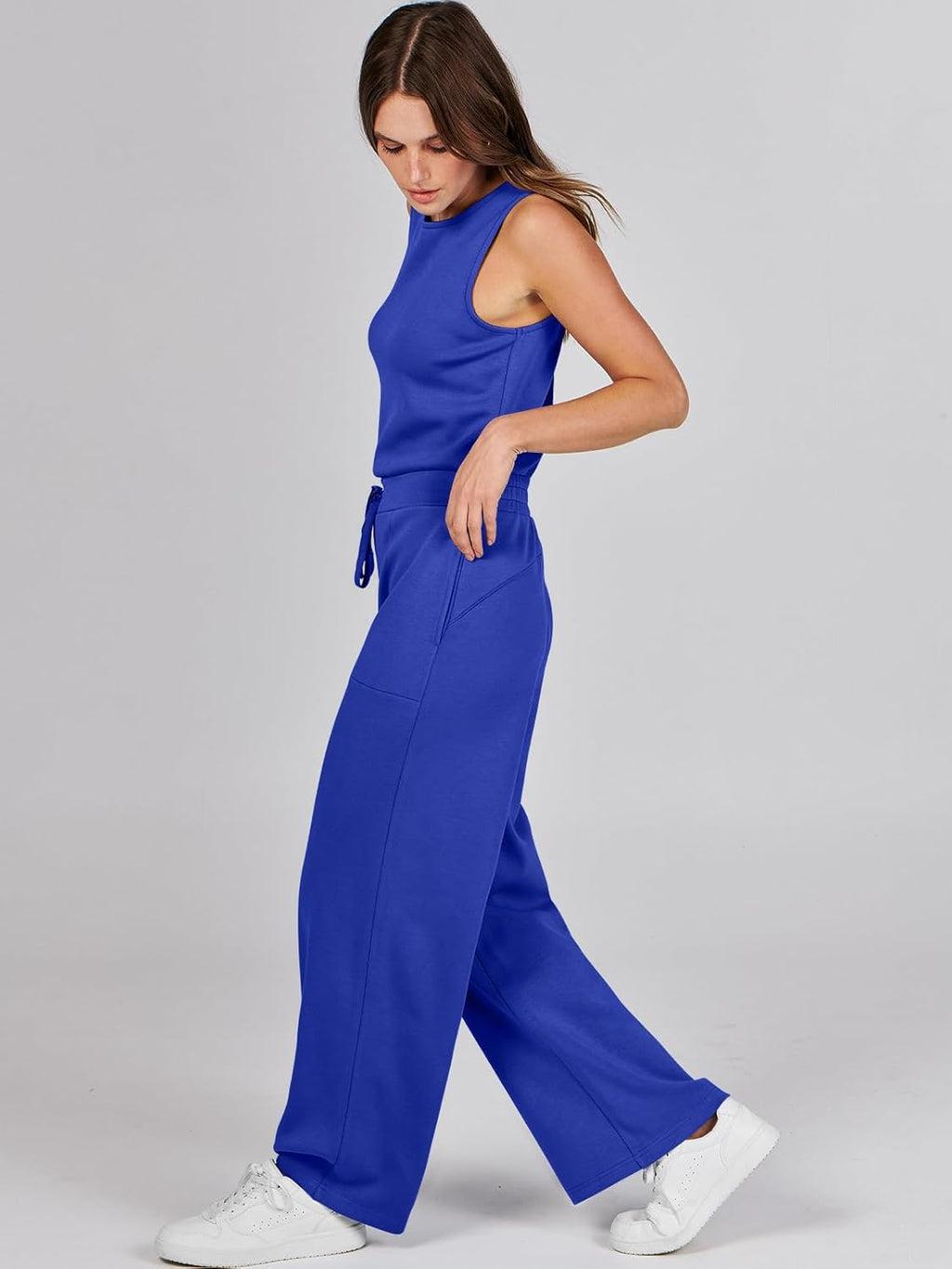Womens Jumpsuits 2025 Casual Summer Dressy Romper Sleeveless Wide Leg Long Pants Outfits Fashion Travel Clothes
