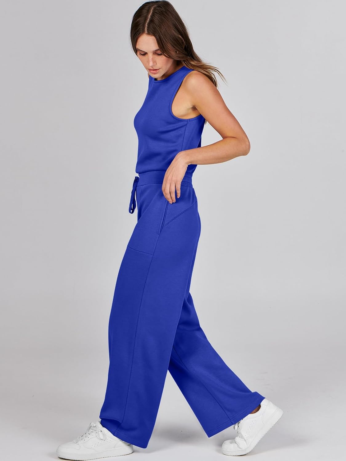 Womens Jumpsuits 2025 Casual Summer Dressy Romper Sleeveless Wide Leg Long Pants Outfits Fashion Travel Clothes