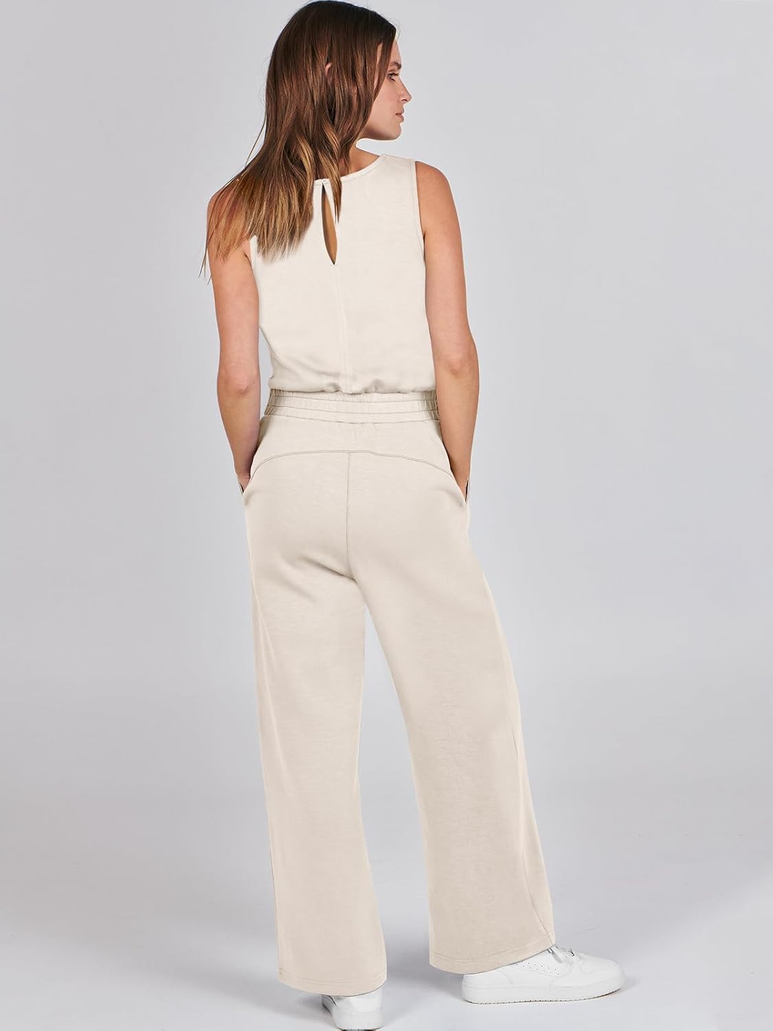 Womens Jumpsuits 2025 Casual Summer Dressy Romper Sleeveless Wide Leg Long Pants Outfits Fashion Travel Clothes