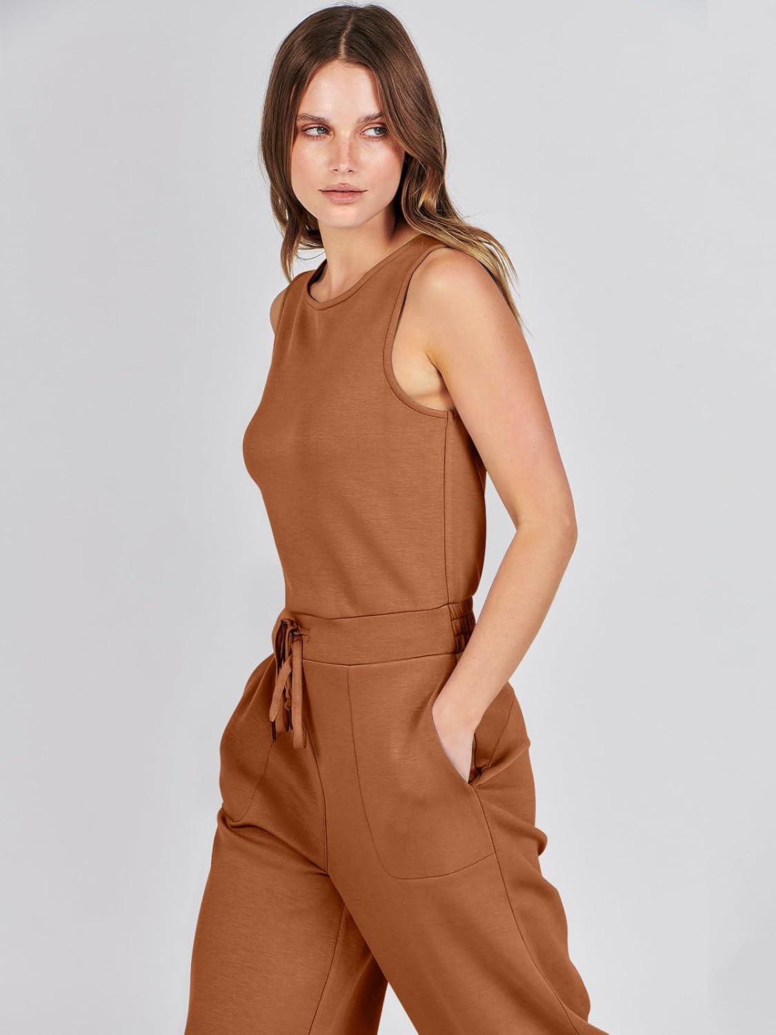 Womens Jumpsuits 2025 Casual Summer Dressy Romper Sleeveless Wide Leg Long Pants Outfits Fashion Travel Clothes