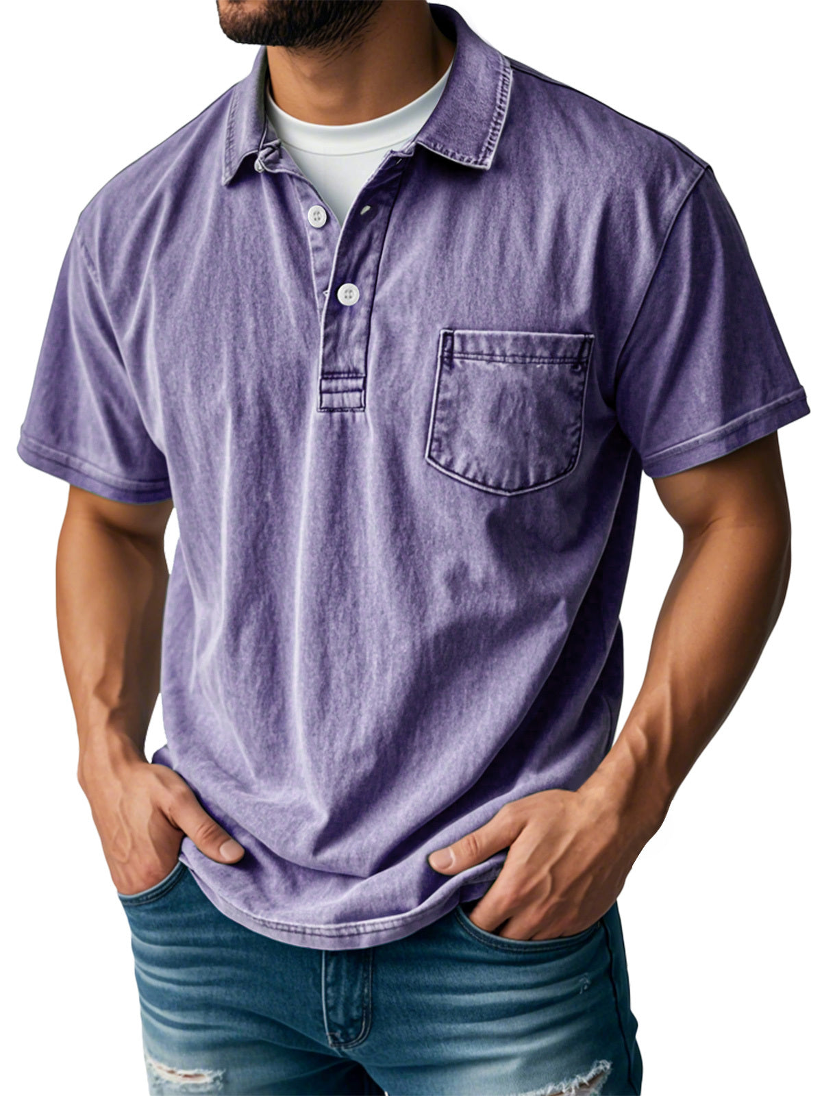 FINAL SALE⚡10 Packs for $32.94⚡ - Men's Retro Lapel Button Pocket Casual Short Sleeve POLO Shirt