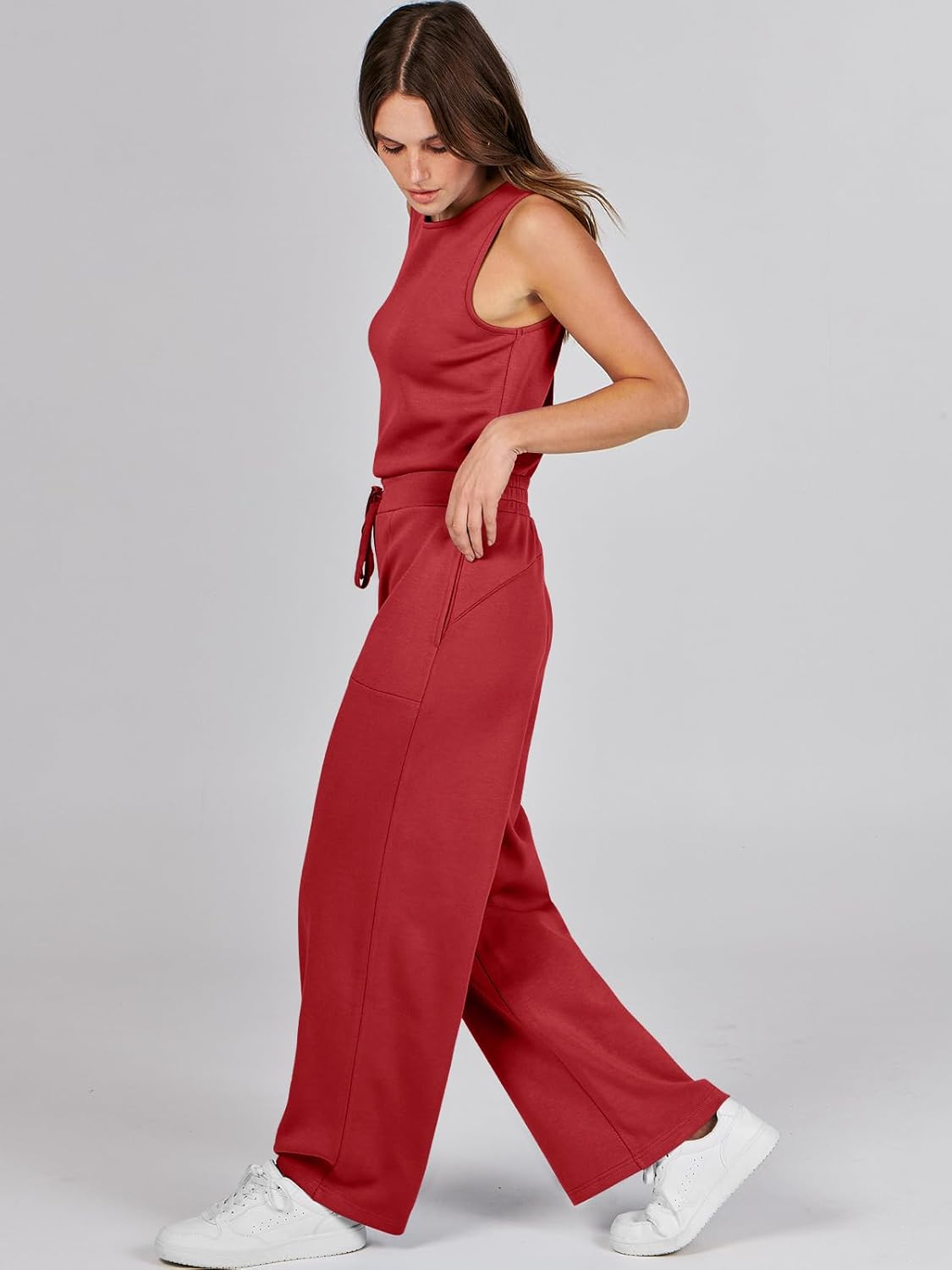 Womens Jumpsuits 2025 Casual Summer Dressy Romper Sleeveless Wide Leg Long Pants Outfits Fashion Travel Clothes