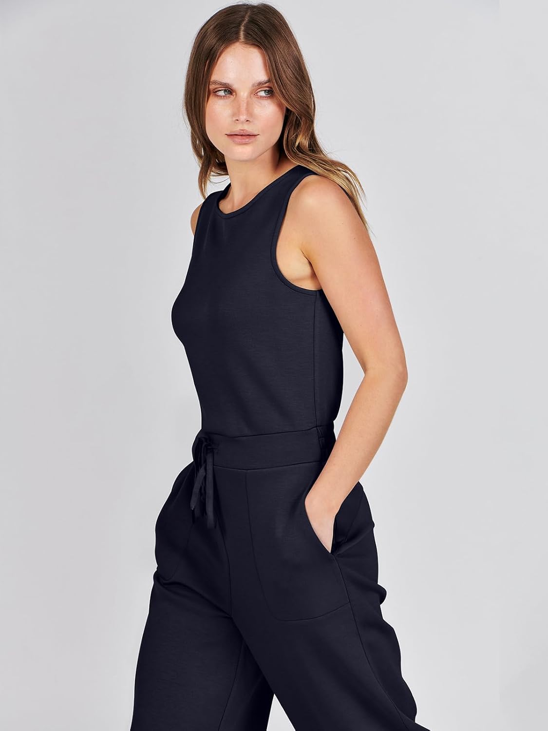Womens Jumpsuits 2025 Casual Summer Dressy Romper Sleeveless Wide Leg Long Pants Outfits Fashion Travel Clothes