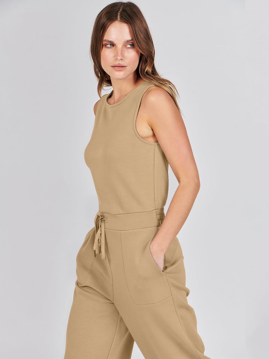 Womens Jumpsuits 2025 Casual Summer Dressy Romper Sleeveless Wide Leg Long Pants Outfits Fashion Travel Clothes