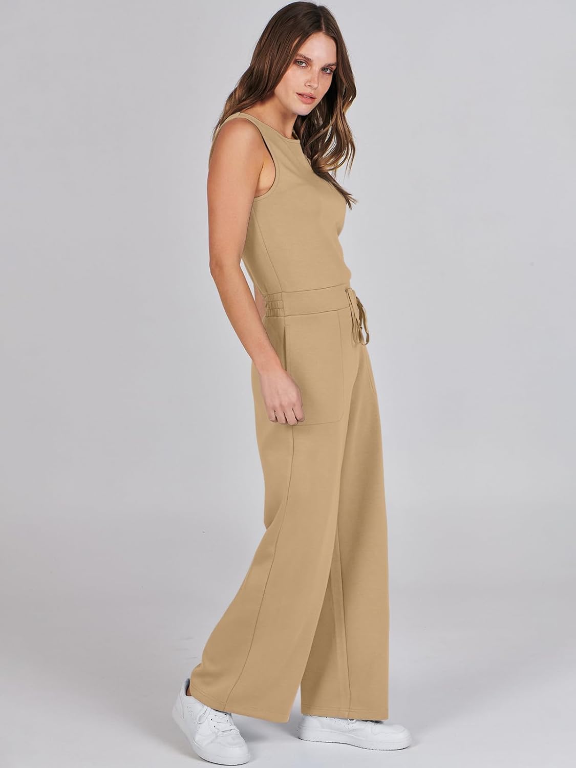 Womens Jumpsuits 2025 Casual Summer Dressy Romper Sleeveless Wide Leg Long Pants Outfits Fashion Travel Clothes