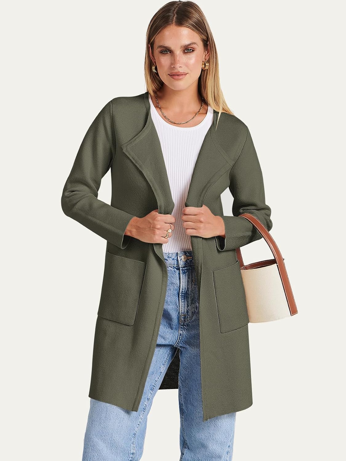 Women's Open Front Knit Lightweight Cardigan Casual Long Coatigan Sweater Lady Jacket Coat 2024 Fall Outerwear