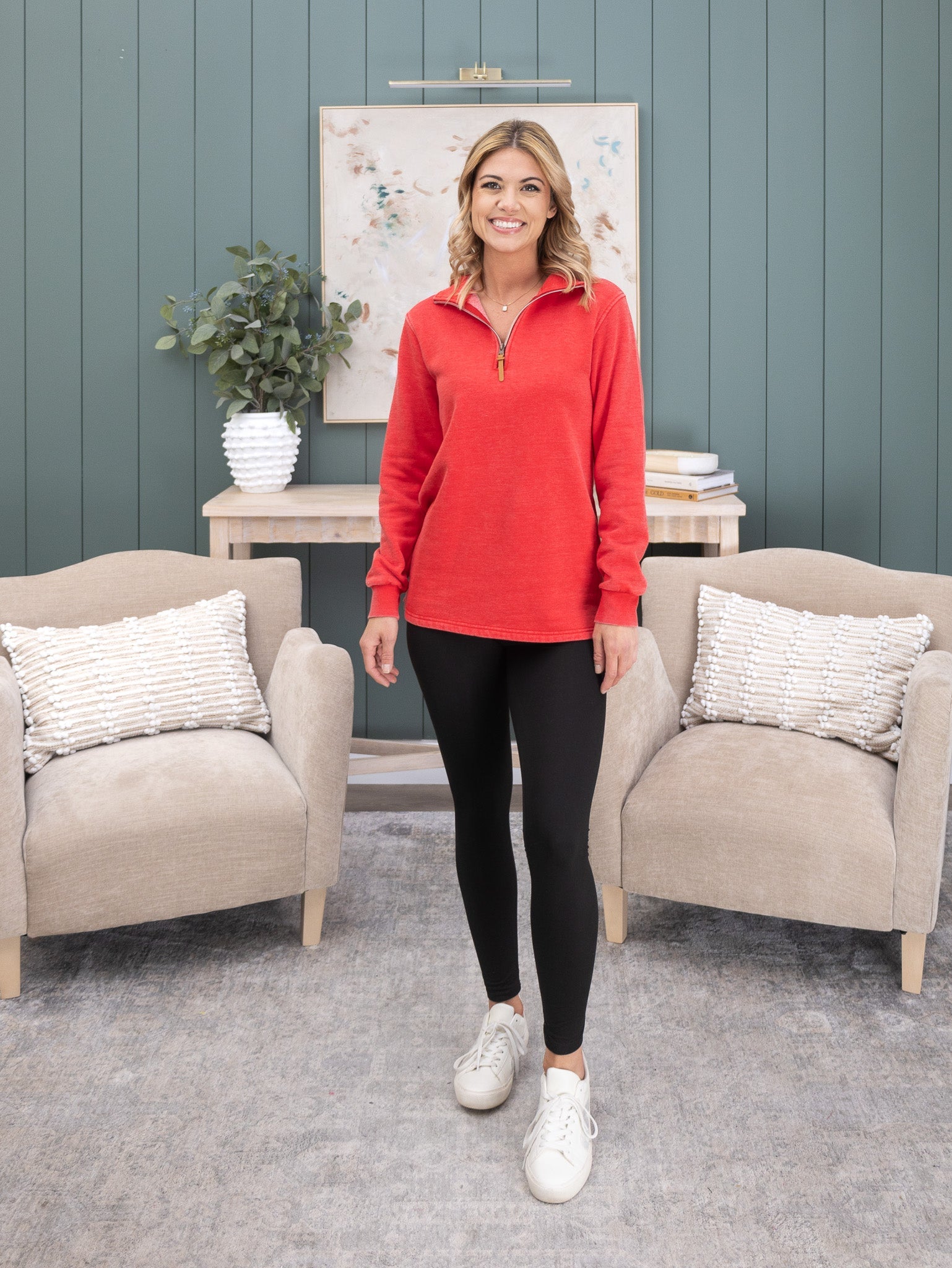 1/4 Zip "Lived - In" Garment Washed Pullover by DD Design | S-5XL