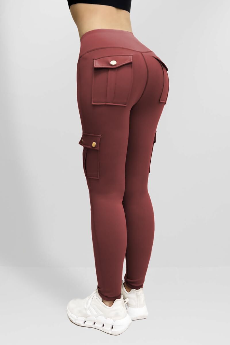 Cargo Leggings with Pockets for Women, Gym Workout Scrunch Butt Lifting Tummy Control High Waisted Womens Yoga Pants