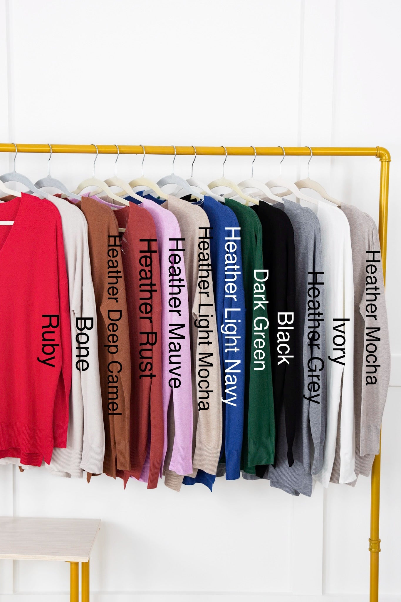 Hi-Low Hem V-Neck Center Seam Sweater (Multiple Colors)