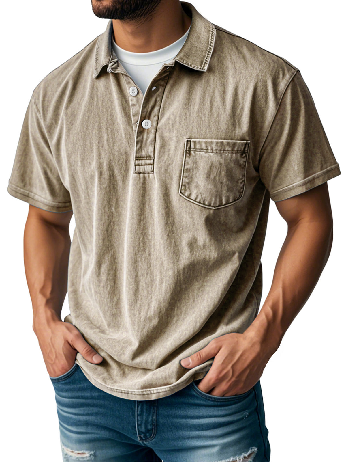 FINAL SALE⚡10 Packs for $32.94⚡ - Men's Retro Lapel Button Pocket Casual Short Sleeve POLO Shirt