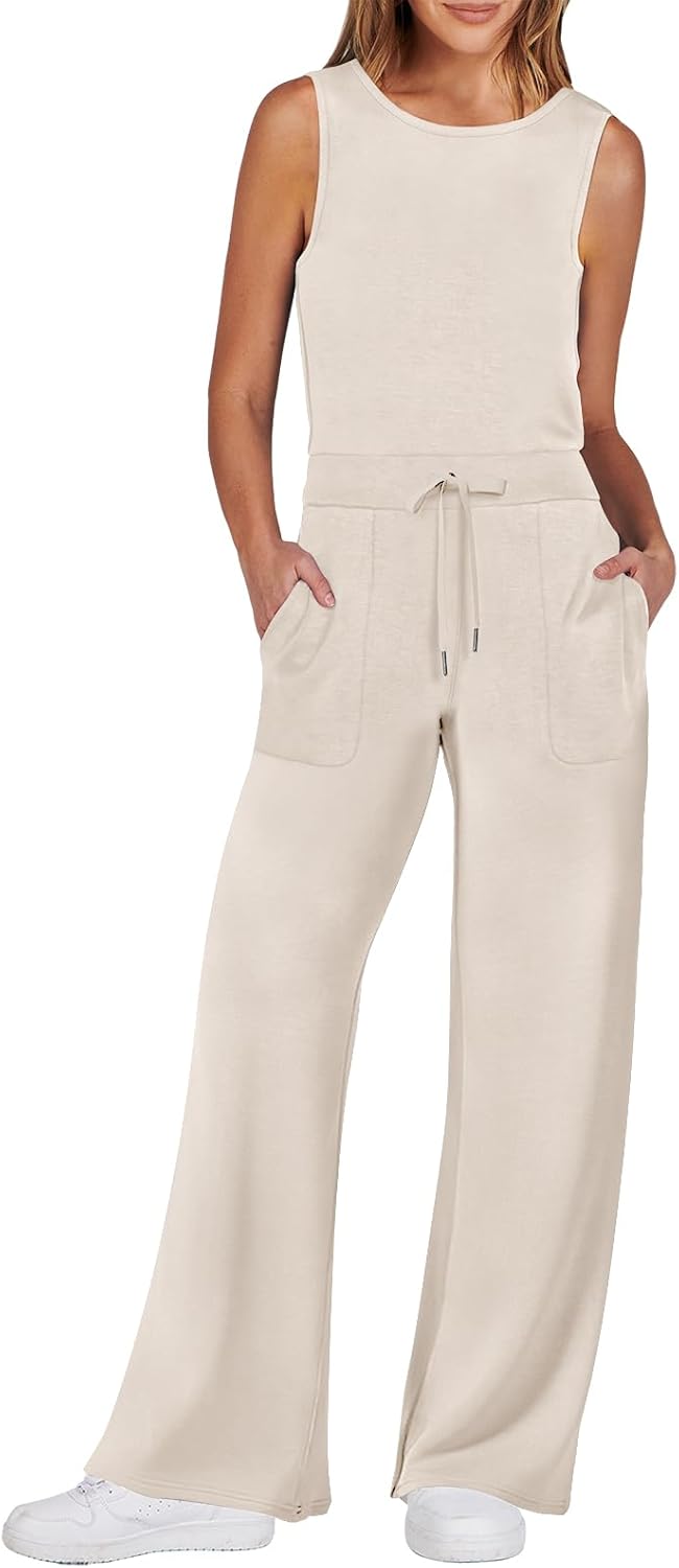 Womens Jumpsuits 2025 Casual Summer Dressy Romper Sleeveless Wide Leg Long Pants Outfits Fashion Travel Clothes