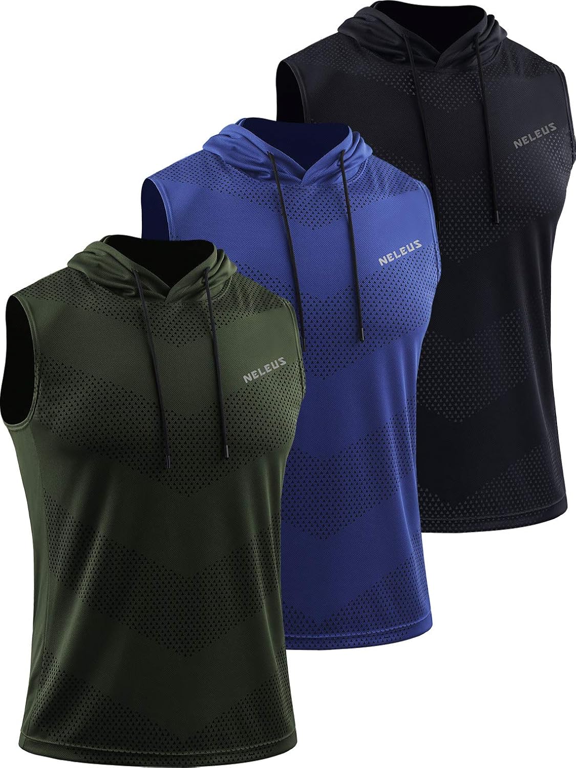 Men's Workout Tank Tops 3 Pack Sleeveless Running Shirts with Hoodie