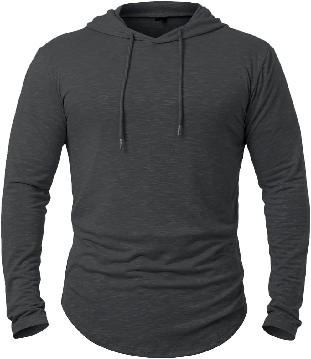 MANSDOUR Men's Athletic Hooded Shirts Long Sleeve Workout Sport Hoodie Casual Running T Shirt Quick Dry Pullover Top