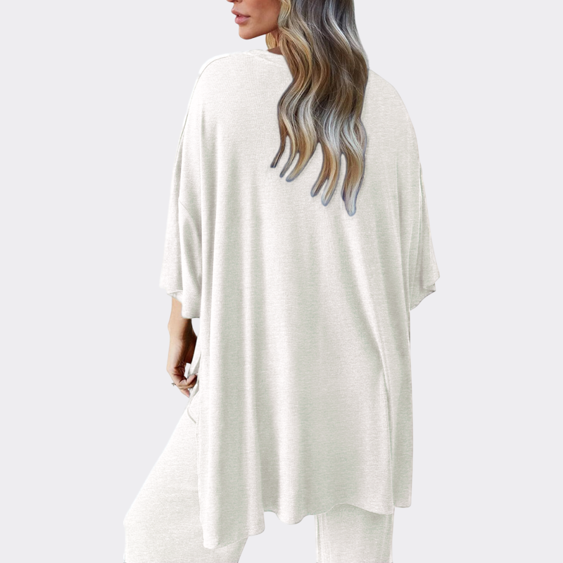 Women's 2 Piece Outfits Casual Short Sleeve Pullover Tops and Wide Leg Pants Lounge Sets Tracksuits