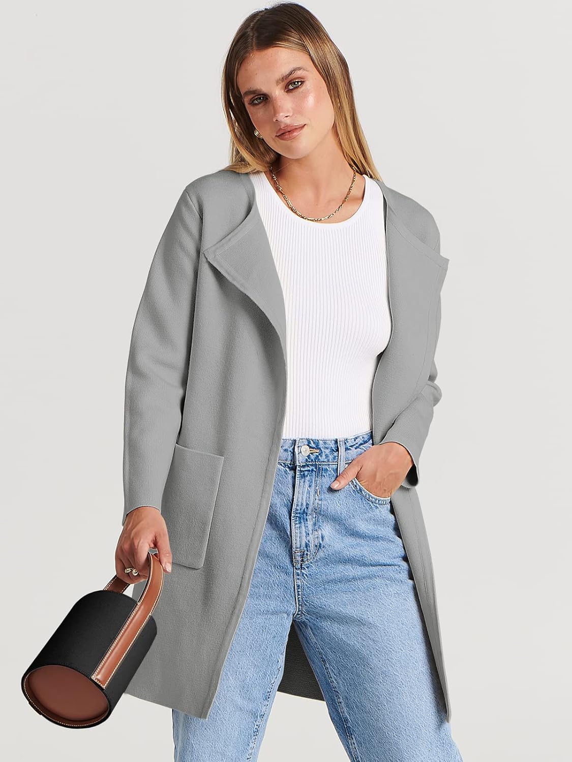 Women's Open Front Knit Lightweight Cardigan Casual Long Coatigan Sweater Lady Jacket Coat 2024 Fall Outerwear