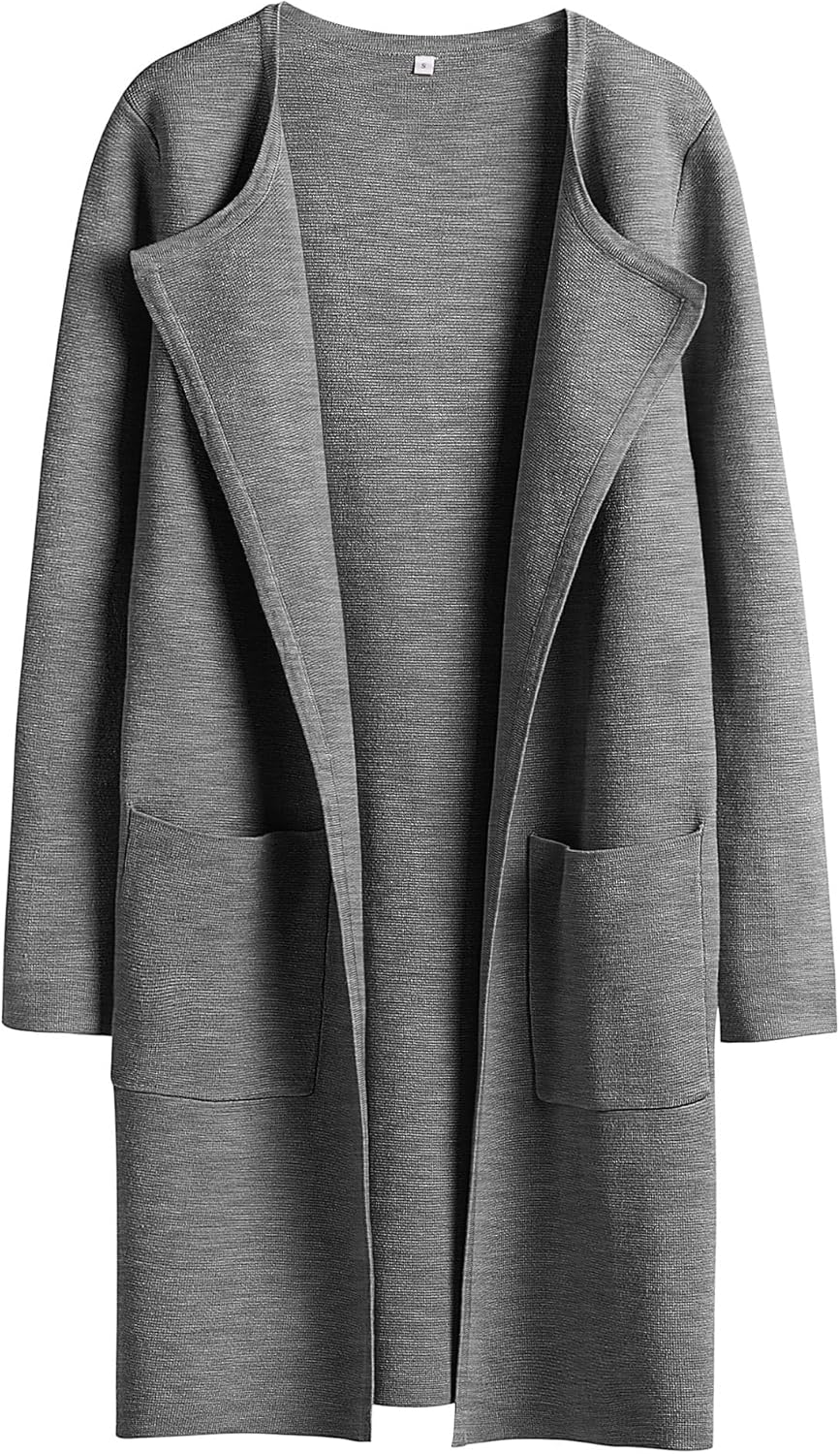 Women's Open Front Knit Lightweight Cardigan Casual Long Coatigan Sweater Lady Jacket Coat 2024 Fall Outerwear