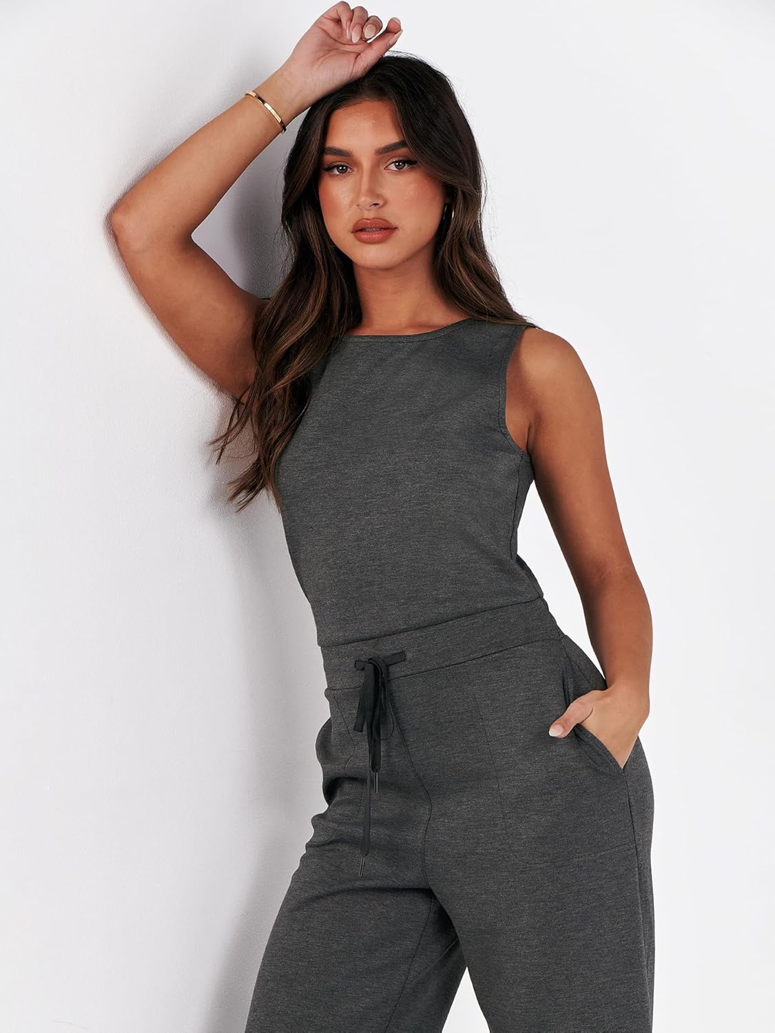 Womens Jumpsuits 2025 Casual Summer Dressy Romper Sleeveless Wide Leg Long Pants Outfits Fashion Travel Clothes