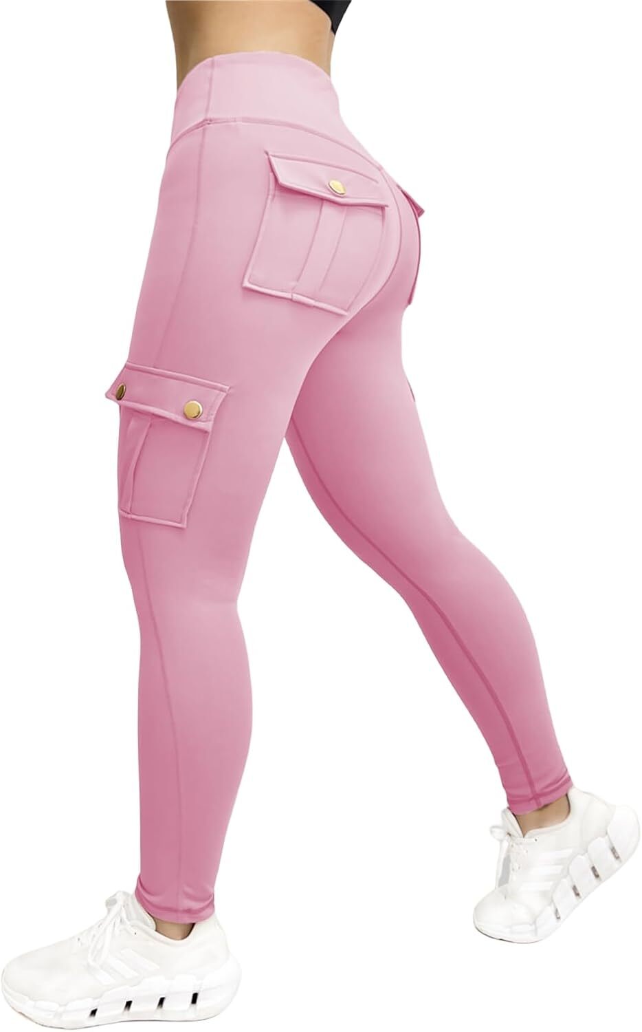 Cargo Leggings with Pockets for Women, Gym Workout Scrunch Butt Lifting Tummy Control High Waisted Womens Yoga Pants