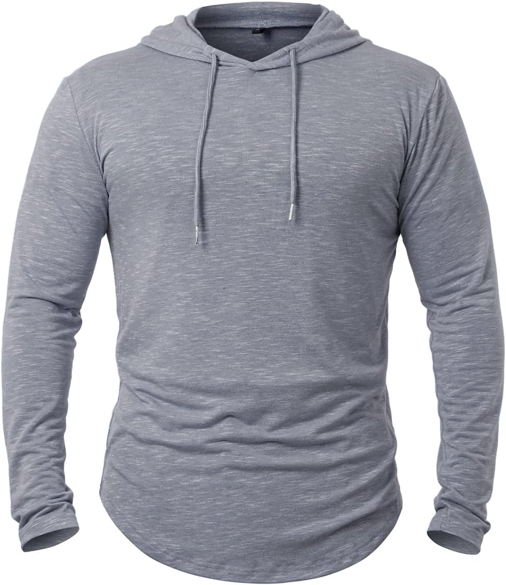 MANSDOUR Men's Athletic Hooded Shirts Long Sleeve Workout Sport Hoodie Casual Running T Shirt Quick Dry Pullover Top