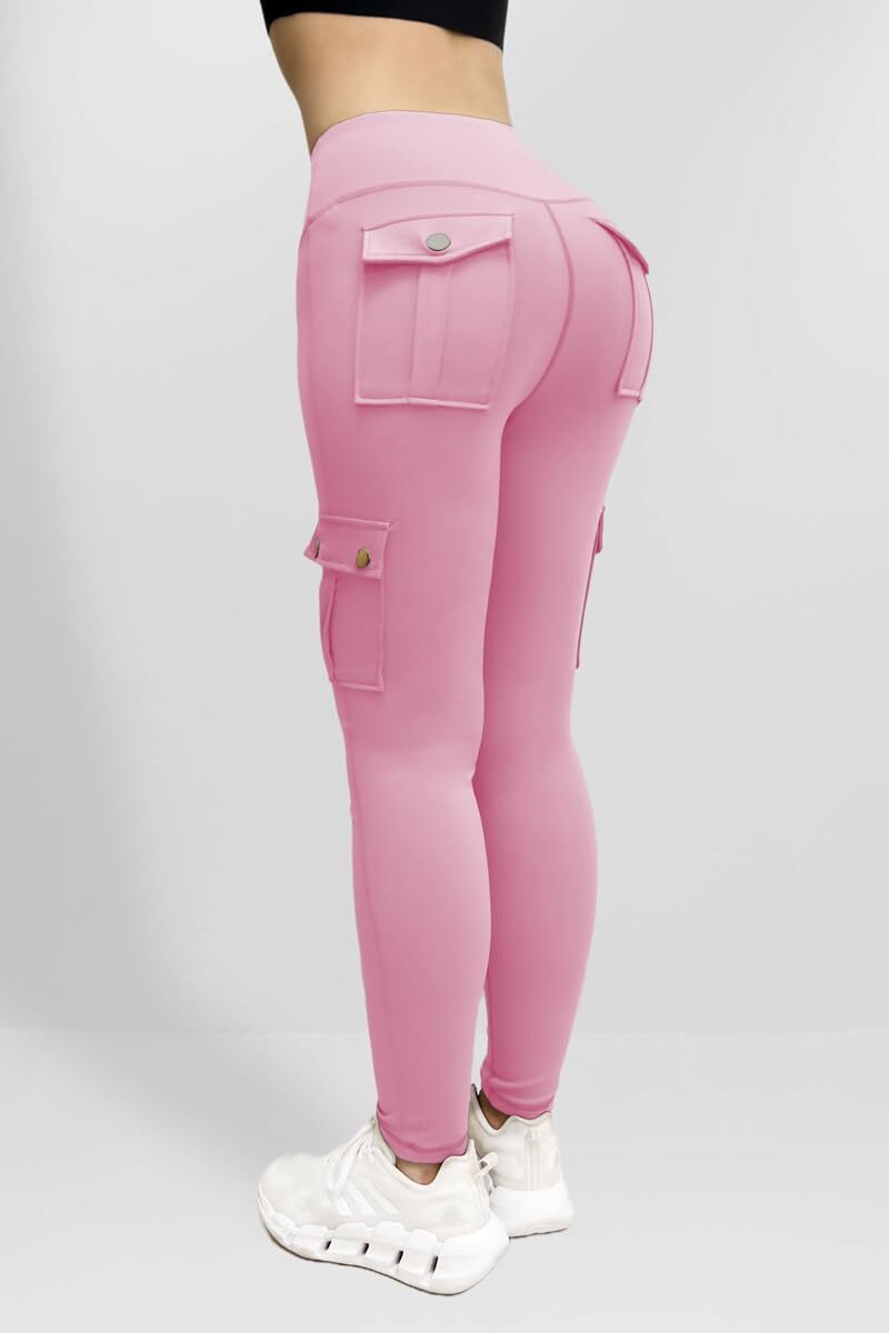 Cargo Leggings with Pockets for Women, Gym Workout Scrunch Butt Lifting Tummy Control High Waisted Womens Yoga Pants