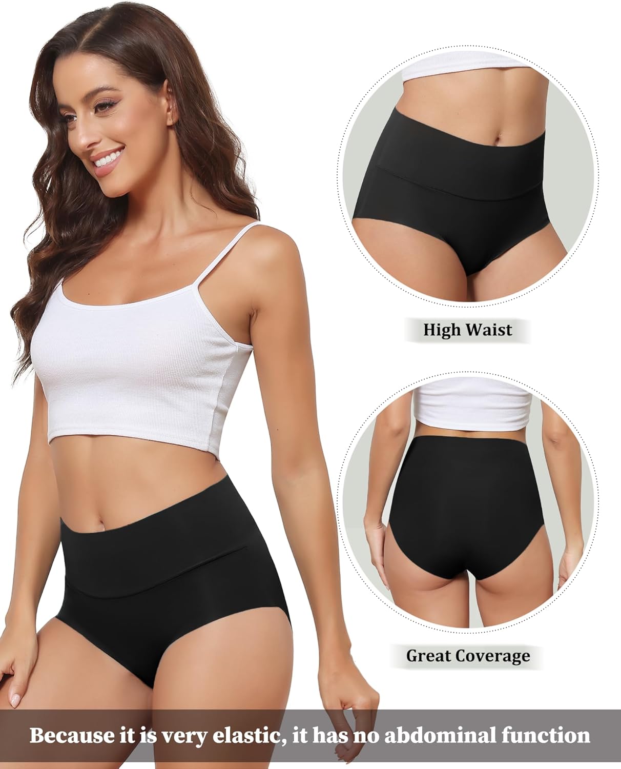 Women's High Waist Seamless Underwear Full Coverage Brief No Show Panties Sexy Comfortable Pantie Multi Pack L-8XL