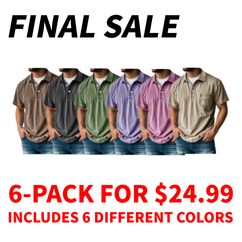FINAL SALE⚡10 Packs for $32.94⚡ - Men's Retro Lapel Button Pocket Casual Short Sleeve POLO Shirt