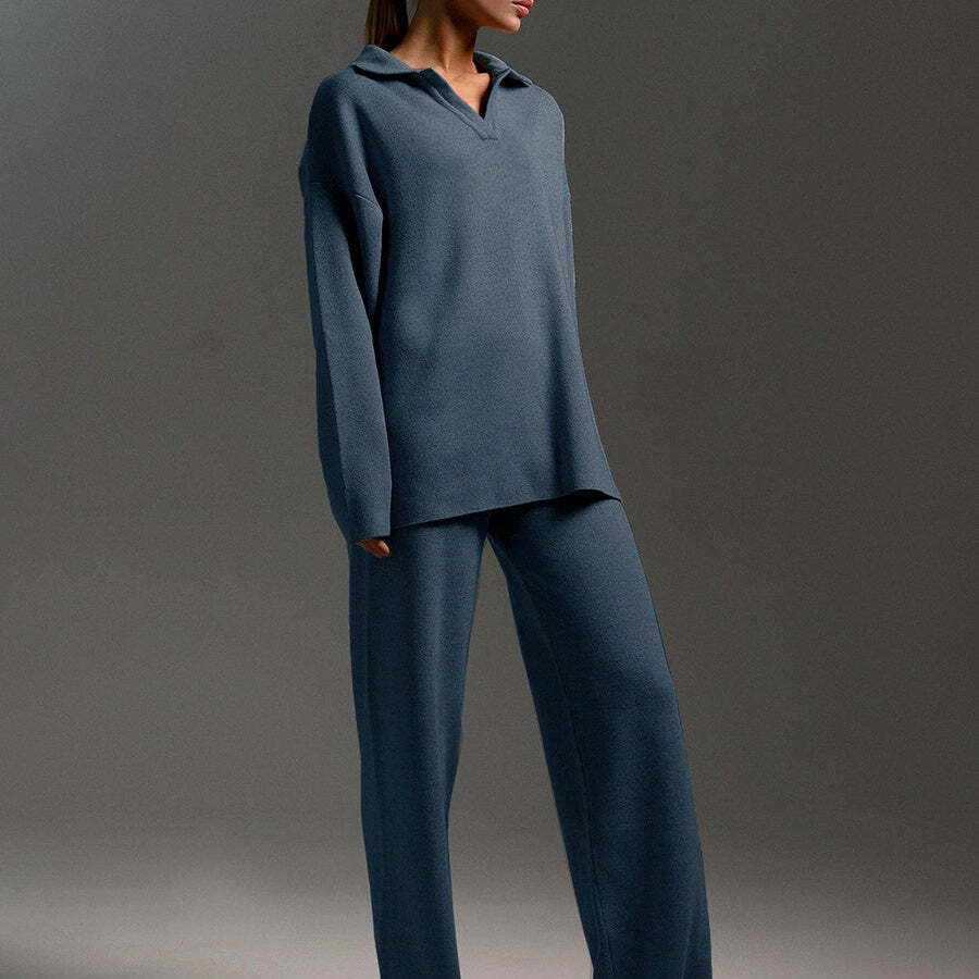 Knit Top and Wide Leg Pants 2 Piece Set