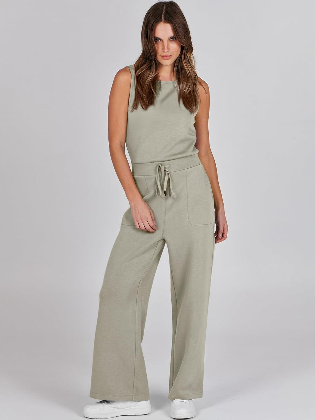 Womens Jumpsuits 2025 Casual Summer Dressy Romper Sleeveless Wide Leg Long Pants Outfits Fashion Travel Clothes