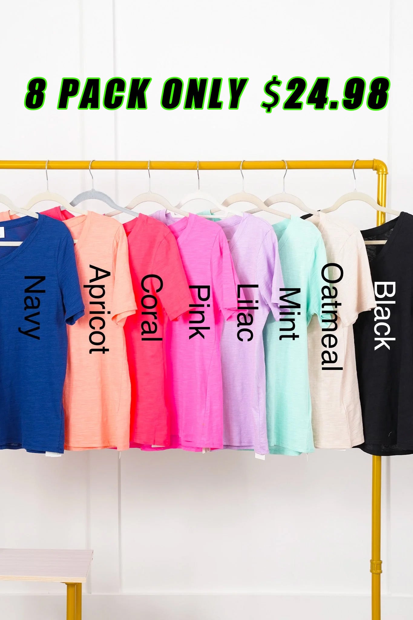 Door Buster! Plus/Reg Basic Cotton Short Sleeve V Neck Top (Multiple Colors)