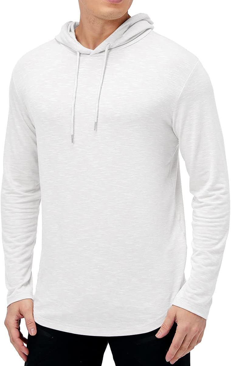 MANSDOUR Men's Athletic Hooded Shirts Long Sleeve Workout Sport Hoodie Casual Running T Shirt Quick Dry Pullover Top