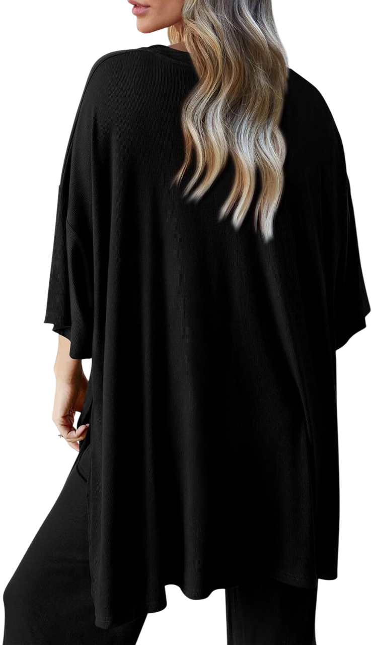 Women's 2 Piece Outfits Casual Short Sleeve Pullover Tops and Wide Leg Pants Lounge Sets Tracksuits